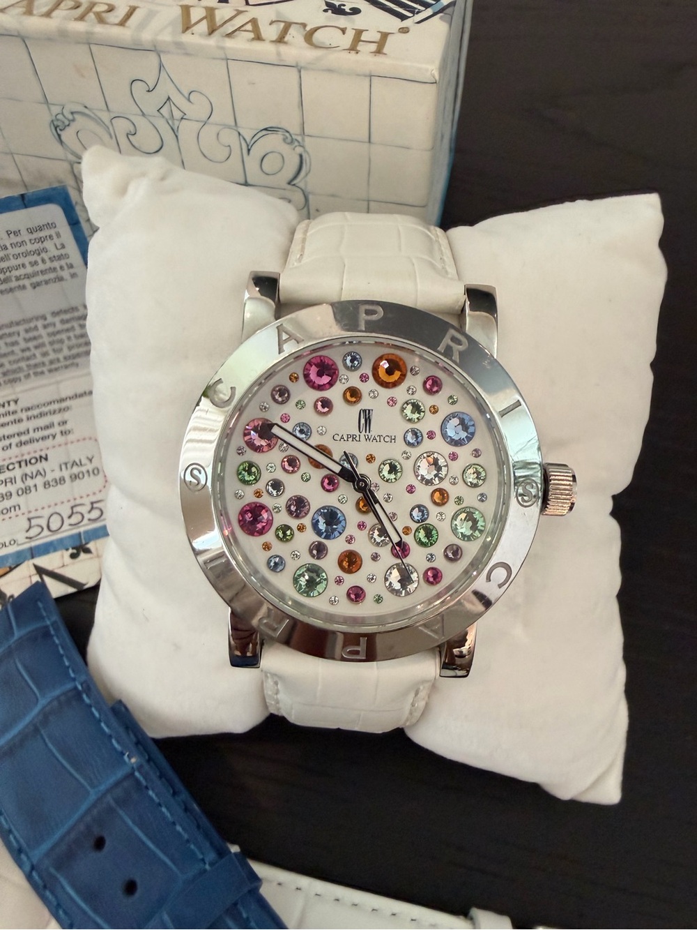 Capri Paola Multijoy Swarovski Crystal Dial Watch w/ 2 Additional New Bands